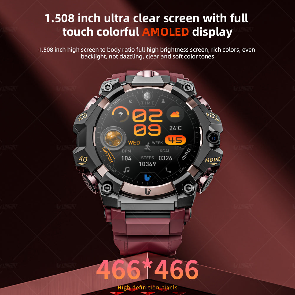 LOKMAT New APPLLP 2 PRO Rugged Android Smart Watch Phone Round Amoled Screen