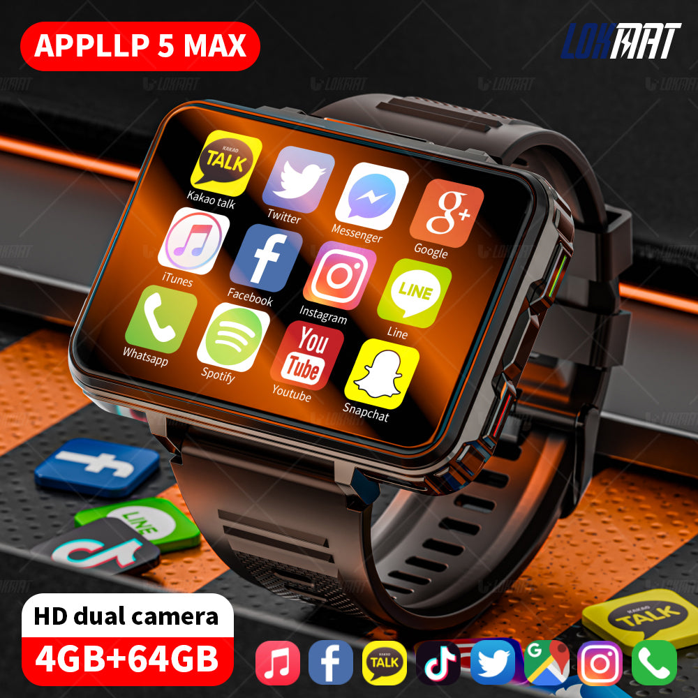 LOKMAT APPLLP 5 MAX Android 10.7 System Smart Watch Phone 4G Watch