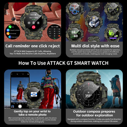 LOKMAT New Flagship ATTACK GT Rugged Military Smart Watch