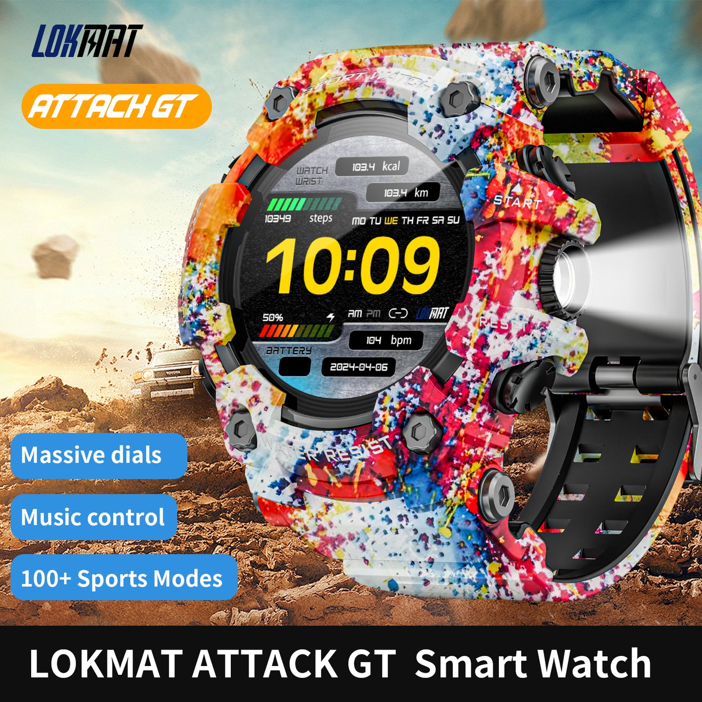 LOKMAT New Flagship ATTACK GT Rugged Military Smart Watch