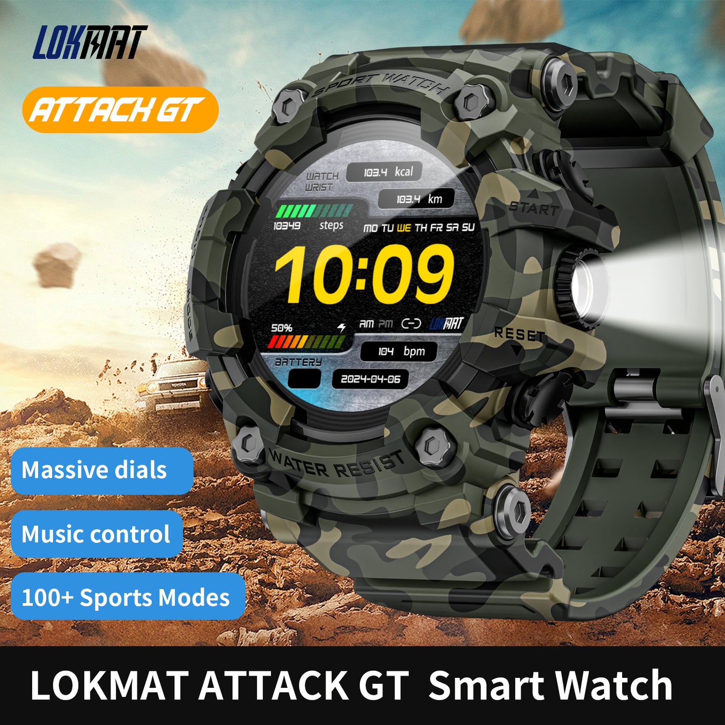 LOKMAT New Flagship ATTACK GT Rugged Military Smart Watch